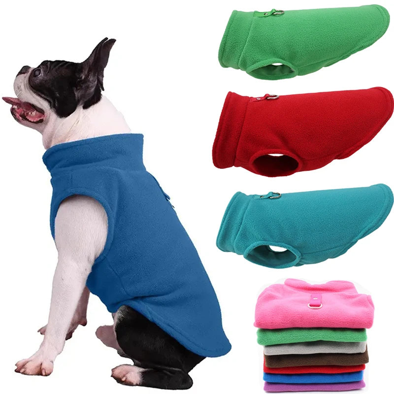 Roupas de inverno quentes de lã para cães, jaqueta macia para animais de estimação, colete com argola em D para filhotes pequenos, casaco para gatos, chihuahua, buldogue francês, fantasia de pug