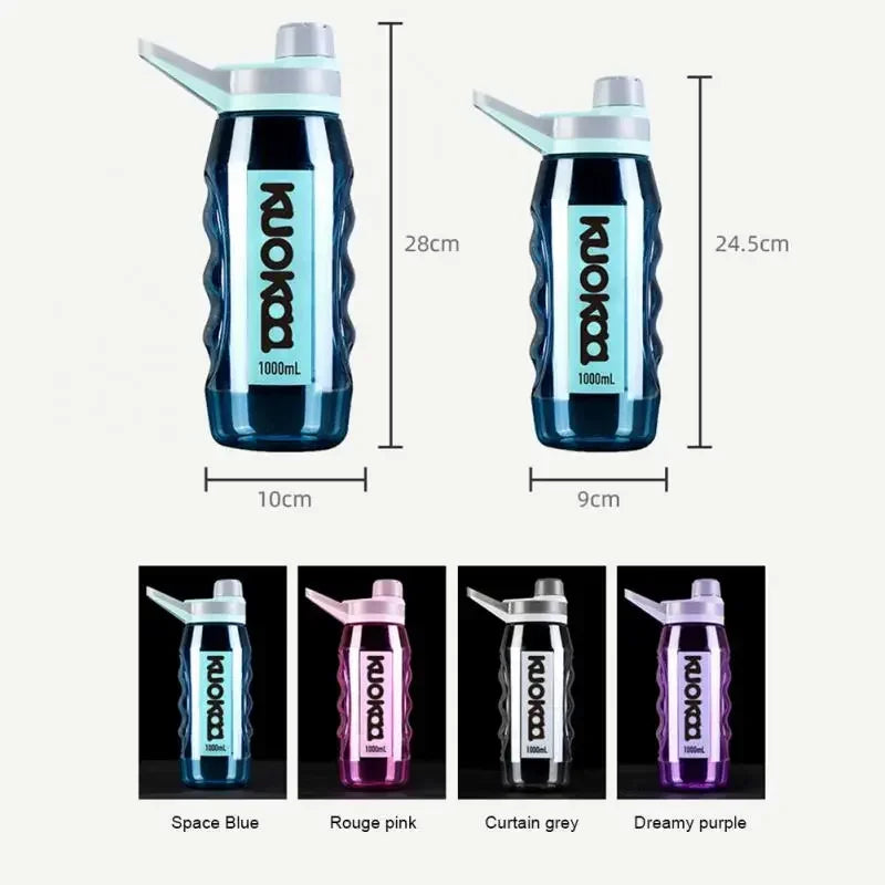 Copo de água à prova de vazamento de 1/1,5L, garrafa de água de plástico ecológico, garrafa esportiva, grande capacidade, garrafa de água de viagem flip