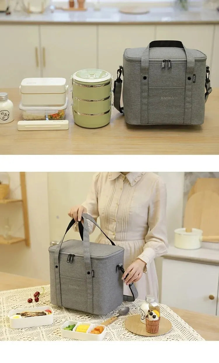 1 bolsa térmica para almoço para homens/mulheres, bolsa térmica grande reutilizável com alça de ombro para trabalho, escritório, piquenique, praia, viagem