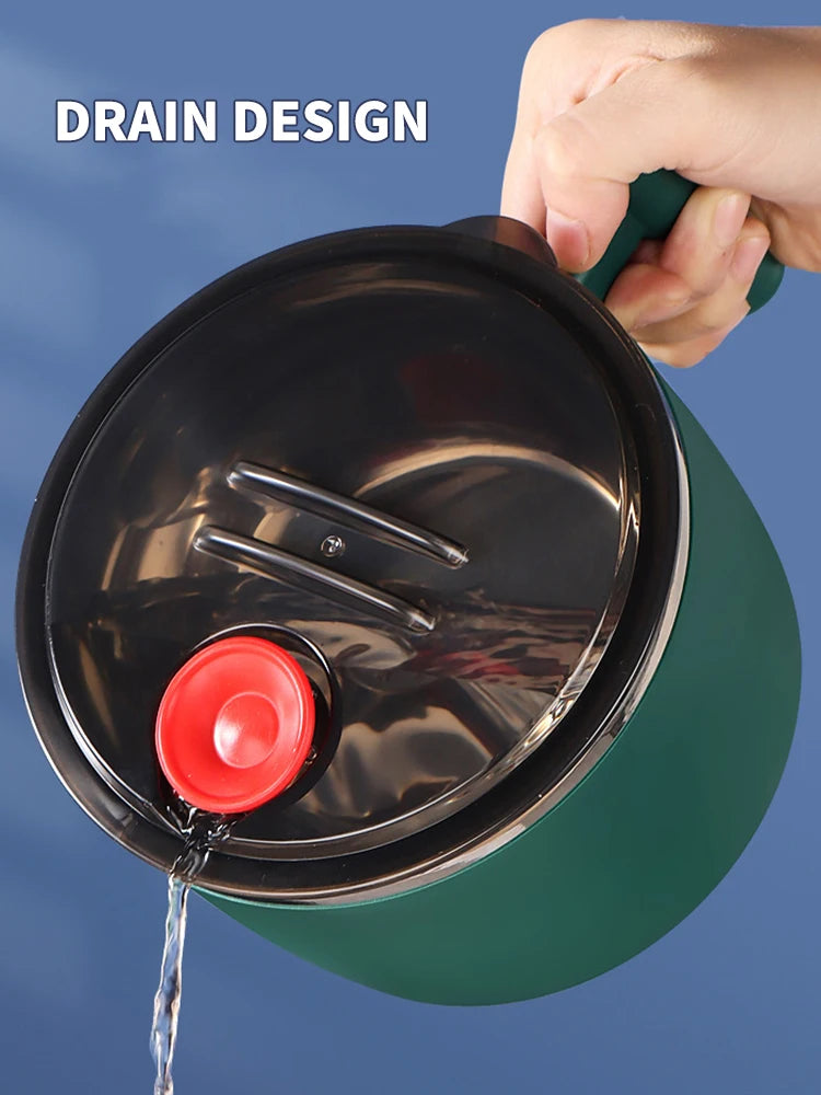 Tigela de aço inoxidável com tampa para macarrão instantâneo, tigela de drenagem selada e portátil para utensílios de cozinha, parceiro de macarrão instantâneo
