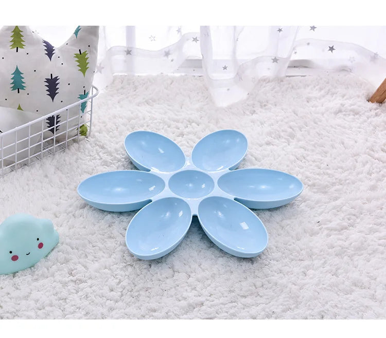 Tigela para animais de estimação em formato de flor com 6 tigelas conectadas para cães e gatos pequenos, tigela de água, tigelas de alimentação para filhotes, alimentador para alimentação lenta