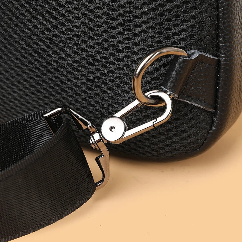 Bolsa de peito masculina 100% couro legítimo, bolsa de ombro masculina, bolsa mensageiro, bolsa transversal casual, bolsa de mão da moda masculina