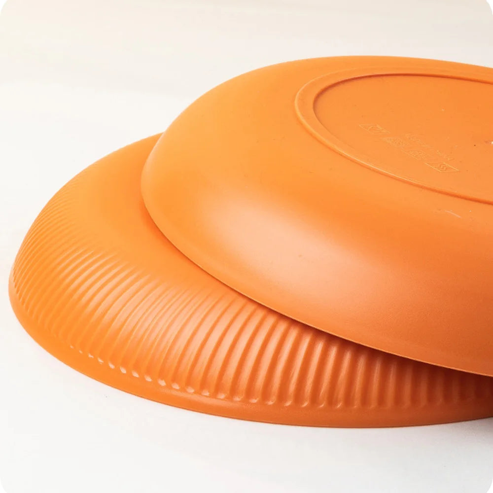 Prato redondo de 23 cm para salada, sobremesa, jantar, empilhável, inquebrável, reutilizável, 4 peças, canudo de trigo, próprio para micro-ondas, prato de frutas para jantar