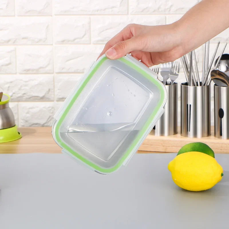 Caixa de armazenamento refrigerada de aço inoxidável 304, caixa de almoço selada à prova de vazamentos, caixa de frutas com tampa, recipiente para bolinhos, caixa de armazenamento refrigerada