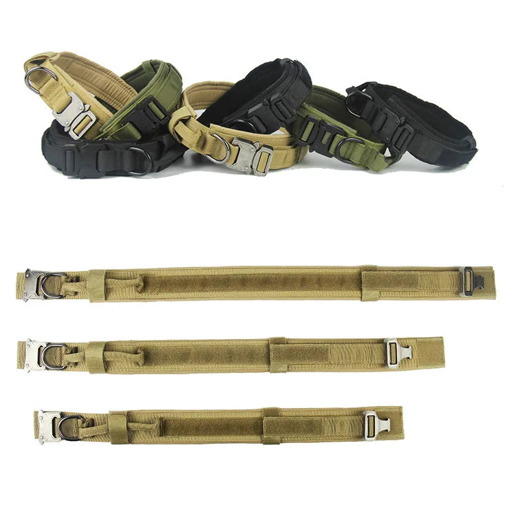 Strong Military Training Tactical Dog Collar with Control Handle and Heavy Quick-Release Metal Buckle for Medium Large Breed Dog