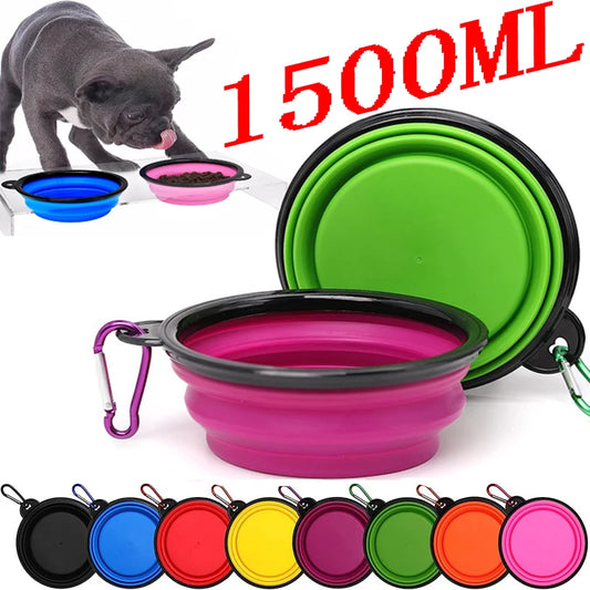 Tigela dobrável de silicone para animais de estimação, tigela grande de água para viagem, recipiente portátil para comida de cachorro, alimentador