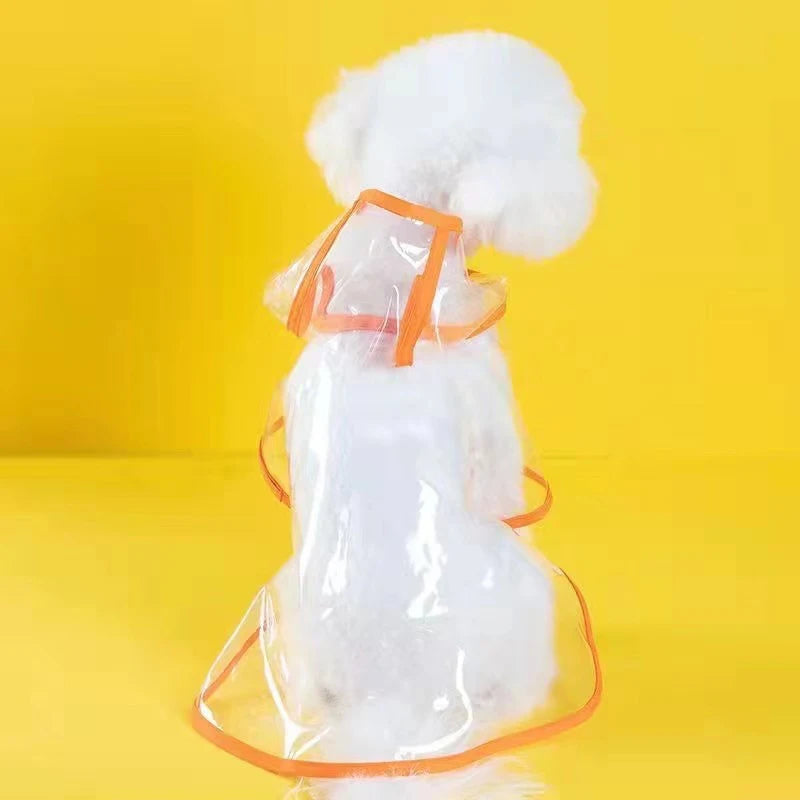 Capa de chuva transparente para cachorro e filhote, jaqueta impermeável com capuz, roupas de PVC macio, capa de chuva para cachorros pequenos