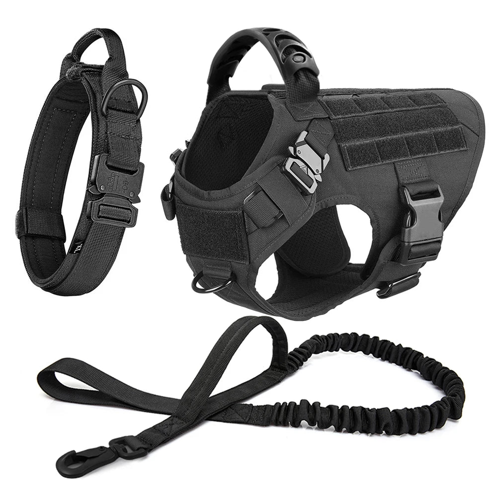 Coleira grande para cachorro, peitoral militar para cachorro, coleira Molle, bolsas, colete de treinamento para animais de estimação, peitorais táticos para pastor alemão, acessórios para cães