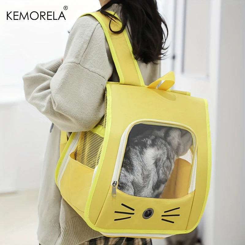 Mochila para transporte de animais de estimação KEMORELA Mochila grande para gatos Mochila transparente respirável Bolsa portátil Mochila para suprimentos para cães e gatos