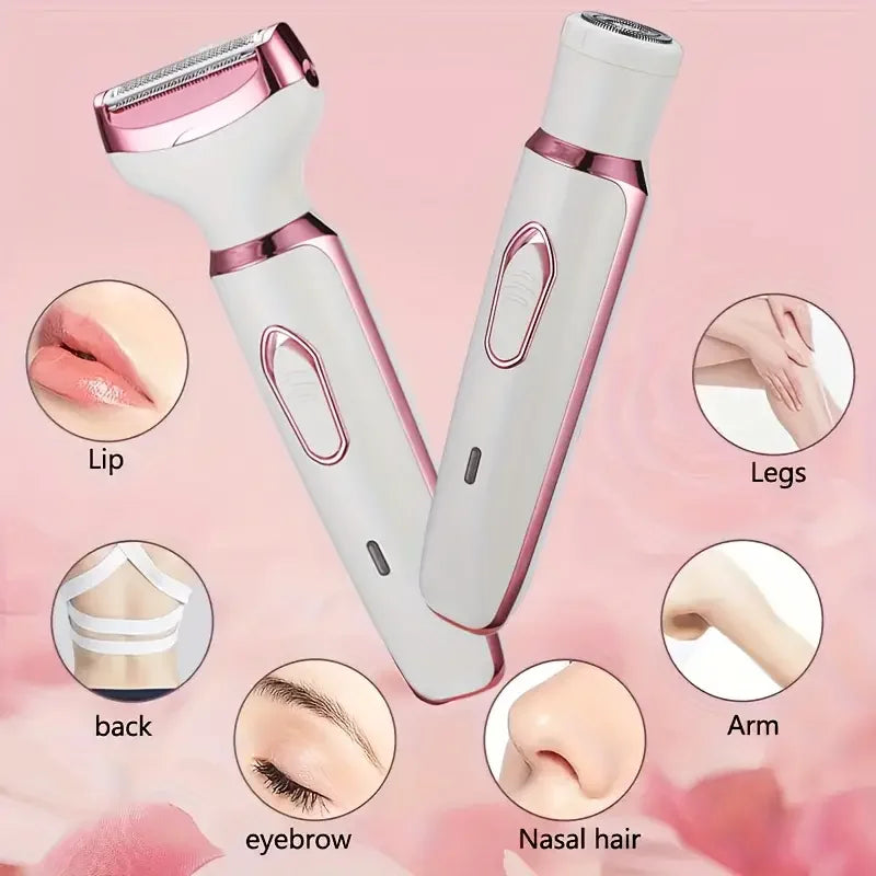 Barbeador elétrico 4 em 1 para mulheres, aparador de pelos de corpo inteiro, axila, instrumento de remoção de pelos privados, depilador seco e úmido, indolor
