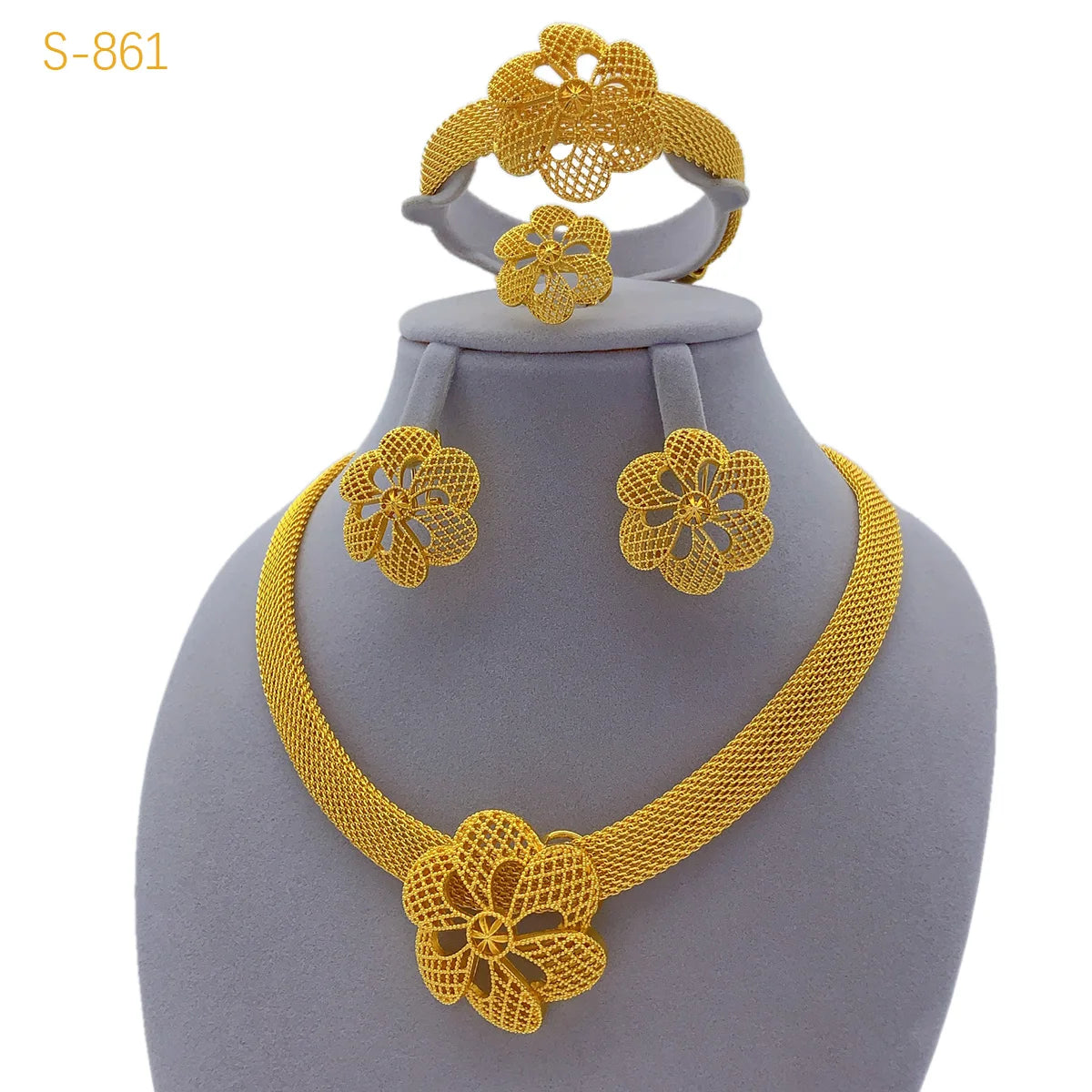 Conjunto de colar de flores de luxo Xuhuang para mulheres, conjunto de joias africanas banhadas a ouro, joias indianas, presentes de aniversário