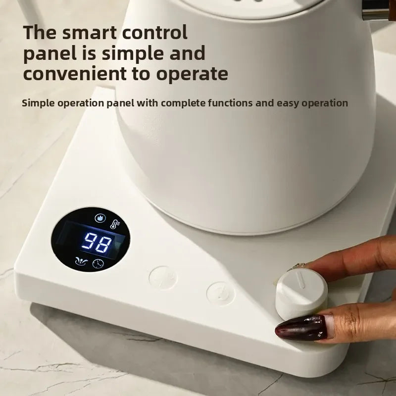 Chaleira elétrica de pescoço de ganso de 1000 W, cafeteira de aço inoxidável 304 de 1000 ml, temperatura inteligente, display LED para café e chá