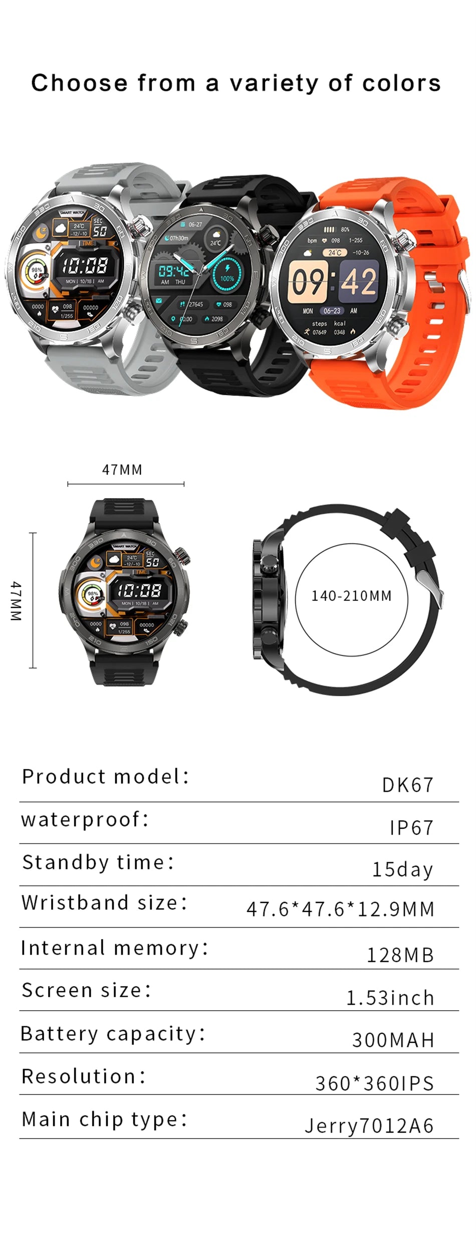 Novo relógio inteligente masculino com GPS e Bluetooth, tela AMOLED HD, frequência cardíaca, NFC, IP68, à prova d'água, esportivo, para Android e iOS, 2025