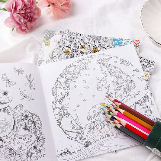 Livro de colorir de 24 páginas para crianças e adultos, alívio do estresse, matar o tempo, pintura faça você mesmo, livro de desenho, pintura, brinquedos educativos para crianças