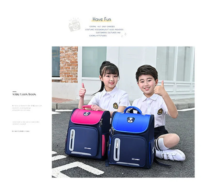 Mochilas escolares simples para estudantes, primárias, meninos, 1ª à 6ª série, proteção para coluna, redução de peso, mochila escolar para meninas, mochila unissex