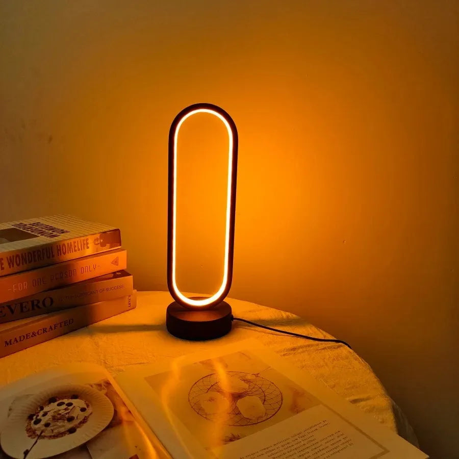 1 peça de lâmpada de anel moderna para quarto, sala de estar, três cores, lâmpada de cabeceira com escurecimento, luz noturna LED para escritório