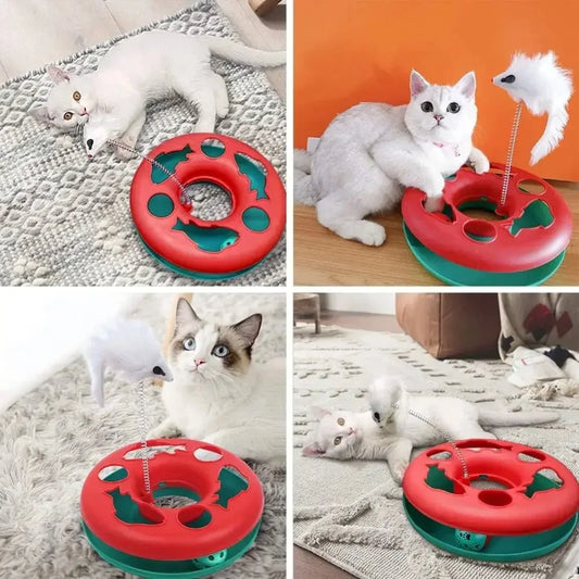 Brinquedos para gatos de interior, brinquedos interativos para gatinhos, pistas de rolamento com catnip, brinquedo de mola para animais de estimação com bolas de exercício