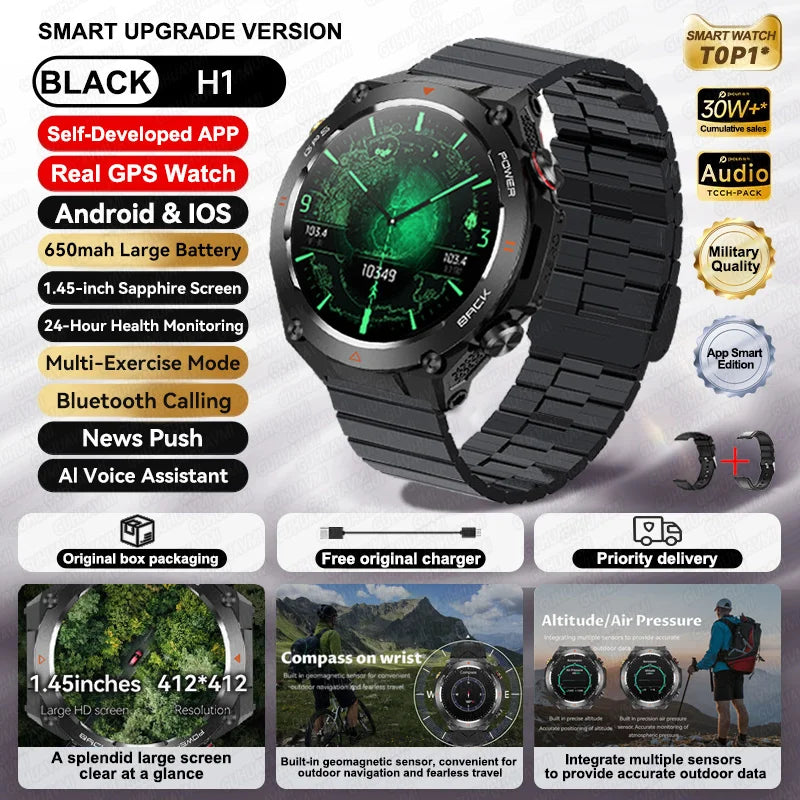 Novo relógio inteligente esportivo Xiaomi com GPS, à prova d'água, rastreador fitness, chamada Bluetooth, bateria de 650 mAh, pulseira feminina, 2025