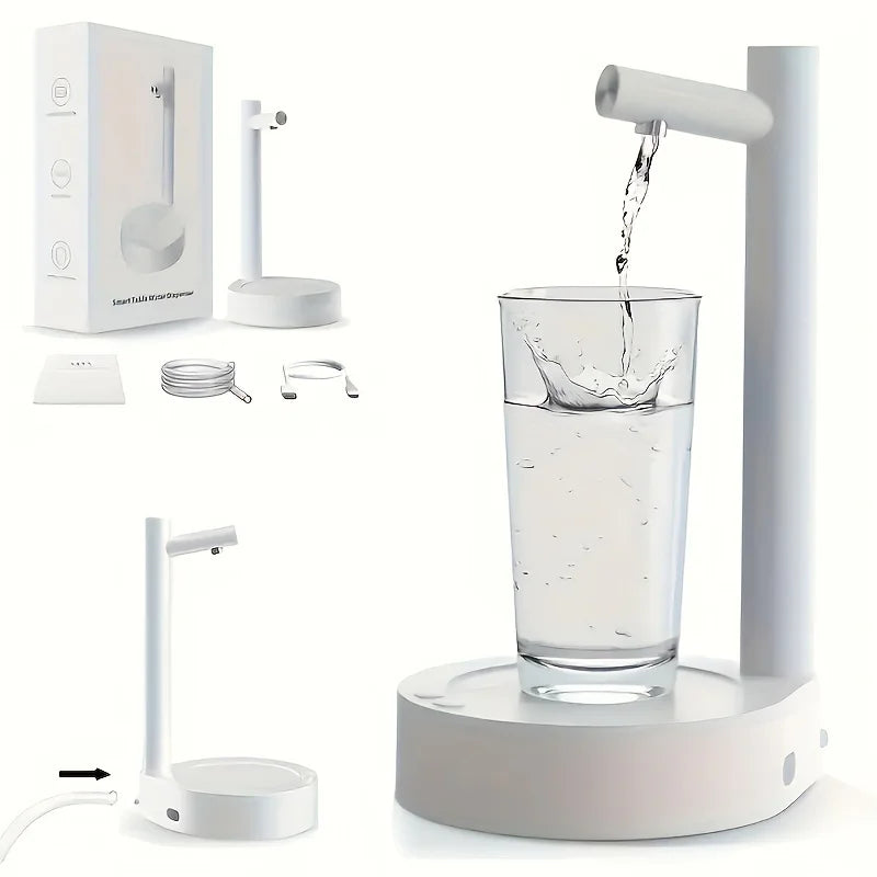 1 bomba de água de mesa inteligente recarregável USB, dispensador de água elétrico tipo balde, bomba de água pequena automática, adequada para uso externo