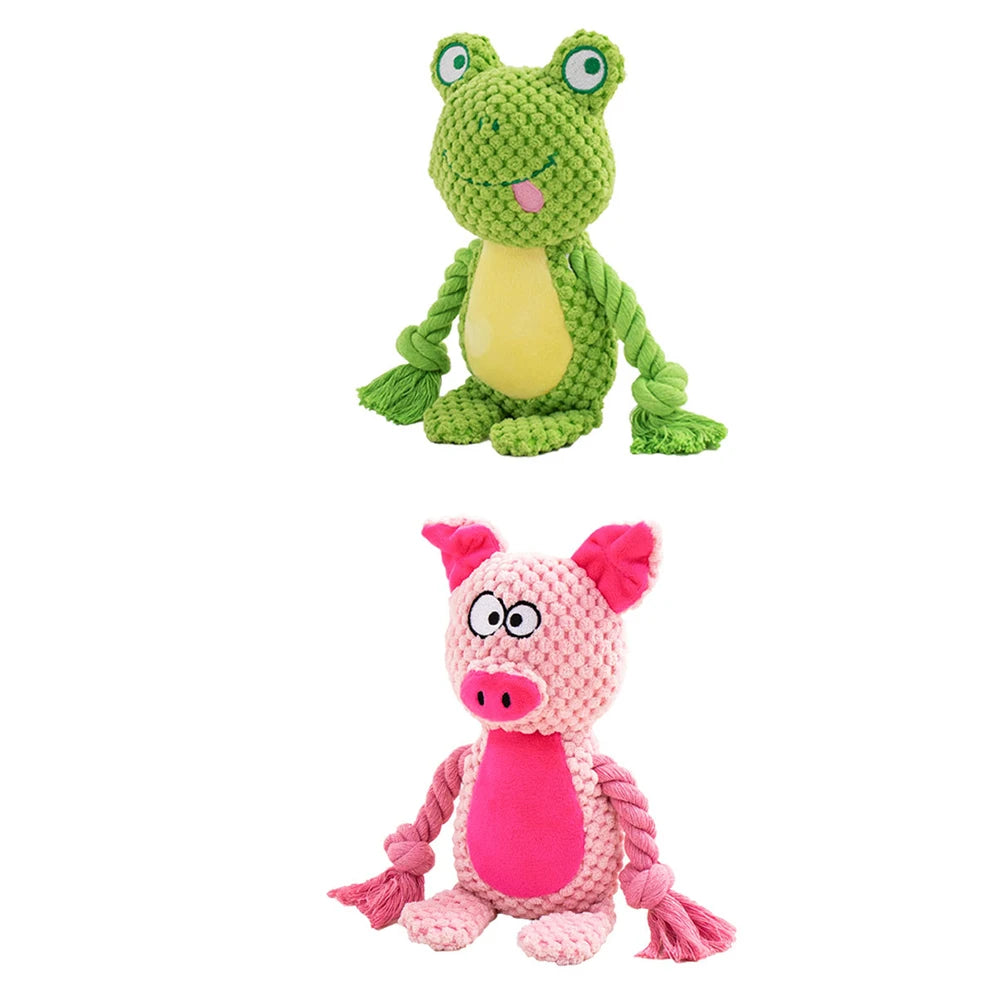 Brinquedo de pelúcia para cachorro, brinquedo de mastigar com articulação pequena crua, indestrutível, resistente a mordidas, som de guincho para filhotes, chocalho para brinquedos de estimação