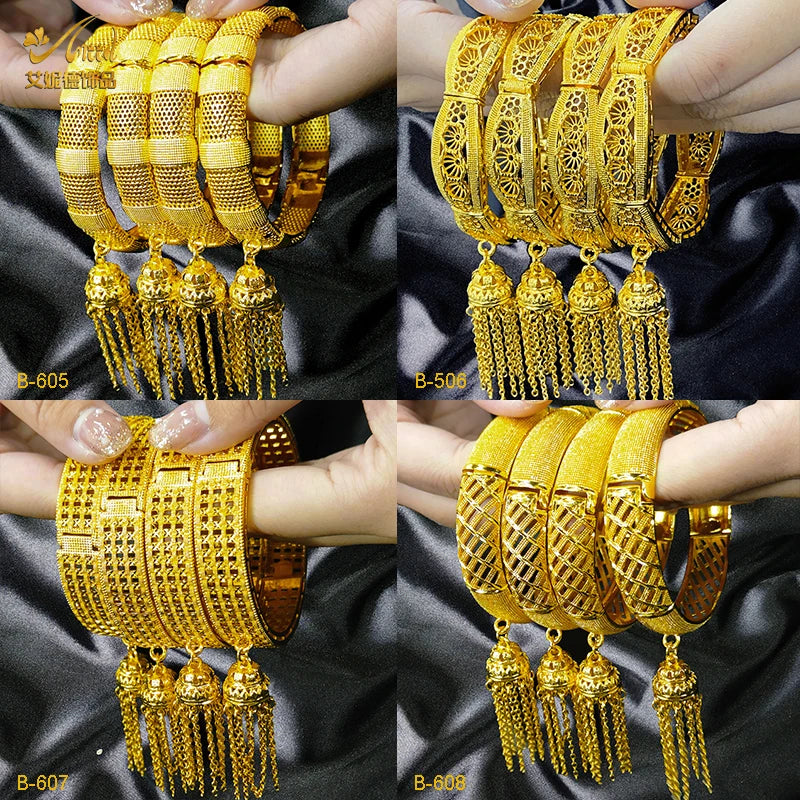 XUHUANG Novo Design Dubai Pulseiras Douradas com Pingente de Borla para Mulheres Indianas do Oriente Médio Nigeriano Joias de Luxo para Casamento
