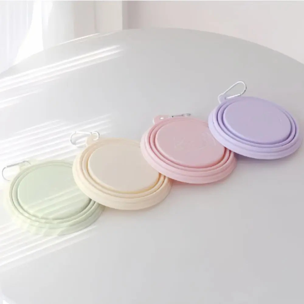 Tigela de macaron para animais de estimação 350ml TPE com padrão de desenho animado, tigela de alimentação para filhotes dobrável com furos para pendurar, tigela portátil para animais de estimação para cães e gatos