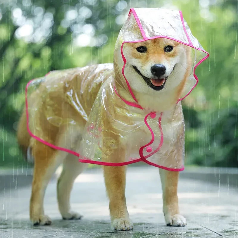Capa de chuva transparente para cachorro e filhote, jaqueta impermeável com capuz, roupas de PVC macio, capa de chuva para cachorros pequenos