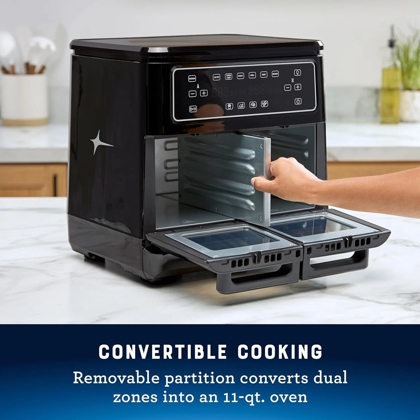 Forno Air Fryer de 11 litros, fritadeira de ar dupla com 2 zonas de cozimento, dupla com 6 funções de cozimento, grande