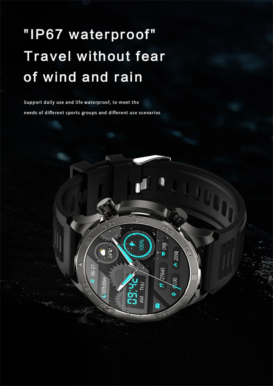 Novo relógio inteligente masculino com GPS e Bluetooth, tela AMOLED HD, frequência cardíaca, NFC, IP68, à prova d'água, esportivo, para Android e iOS, 2025