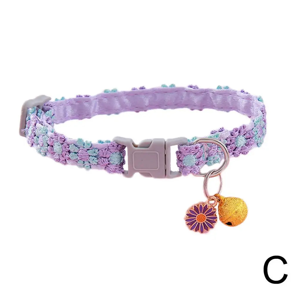 Pet Collar Adjustable Colorful Lace Flower Cat Collar Puppy Accessory Necklace Pet Collar Kitten Cute Dog Bell Cat Product