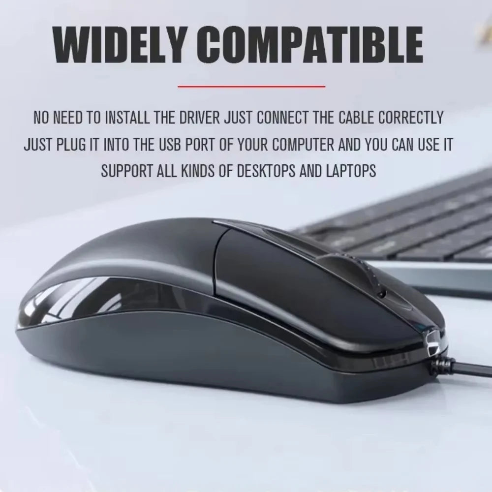 Mouse com fio Xiaomi Classic com design ergonômico e interface USB fotoelétrica de 1000 DPI, mouse para computador com fio para escritório, escola e casa