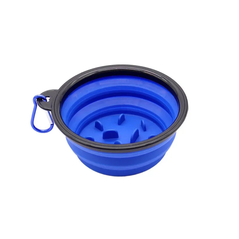 Tigela dobrável de silicone para animais de estimação, tigela de comida lenta para cães, tigela portátil para cães ao ar livre, utensílios de mesa, tigelas de arroz para cães e garrafa de água para cães