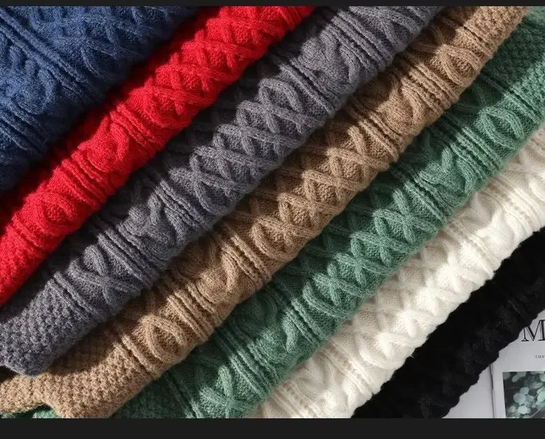 Suéter de malha da moda para homens, casual, gola redonda, quente, solto, pulôver, aconchegante, macio, flexível, moda outono inverno