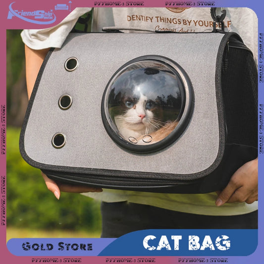 Bolsa de viagem portátil para animais de estimação, transparente, dobrável, respirável, mochila para gatos, leve, portátil, para transporte de animais de estimação, essencial para viagem