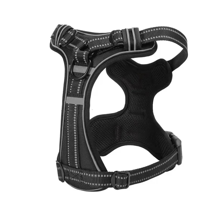 Coleira de nylon ajustável para cães, colete refletivo, macio e respirável, sem puxões, coleira para animais de estimação para cães pequenos e grandes