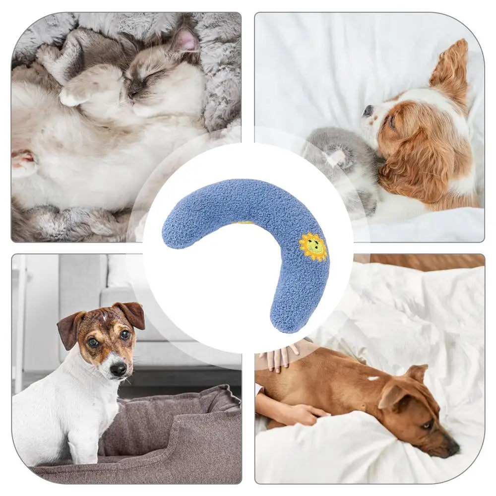 Almofadas para cães Almofada macia para cães Almofada decorativa Meio donut Brinquedo calmante para animais de estimação Almofada para filhotes Padrão bordado Almofada para cama de cachorro
