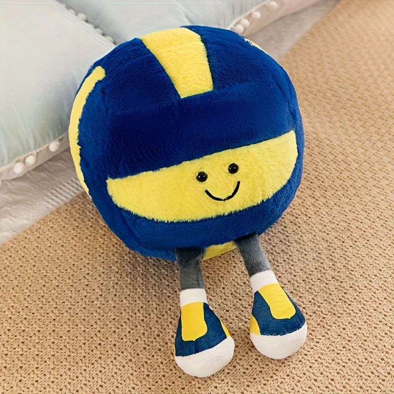 1 boneca de equipamento esportivo criativo, boneca de bola fofa, brinquedo de pelúcia divertido, boneca de bola de pernas longas, boneca de desenho animado com sapatos, decoração!