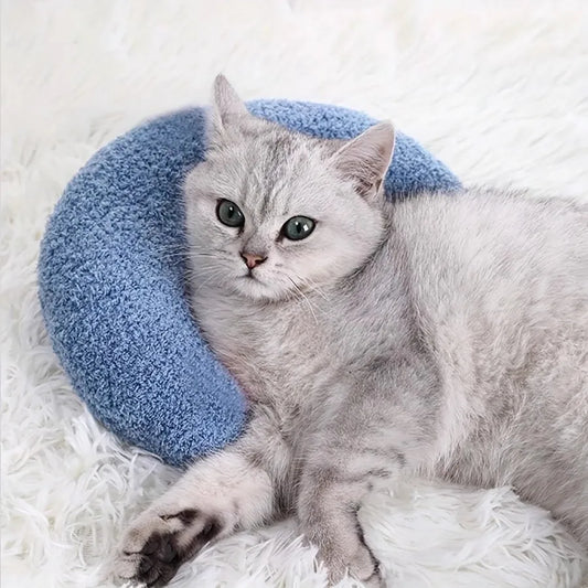 Almofada para cães e gatos, suprimentos para animais de estimação, protege a coluna cervical, travesseiro em formato de U para sono profundo, travesseiro para gatinhos e filhotes