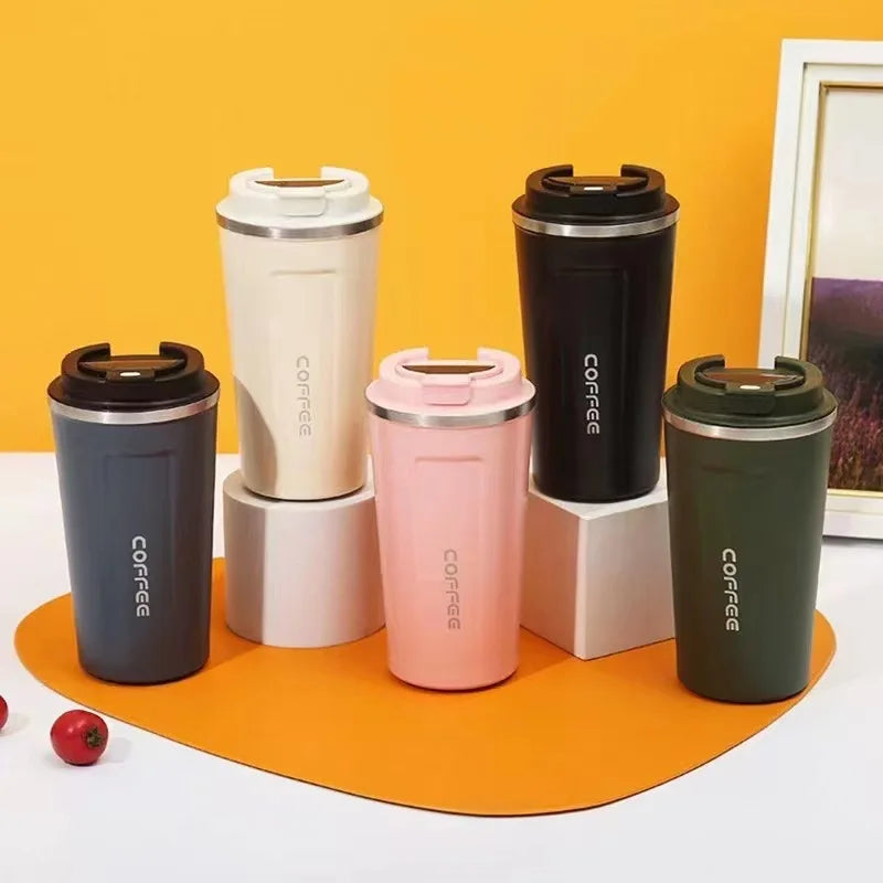 Caneca térmica de viagem de aço inoxidável 380/510ml para café, à prova de vazamento, garrafa térmica, chá, café, garrafa térmica a vácuo, copos isolados, quente