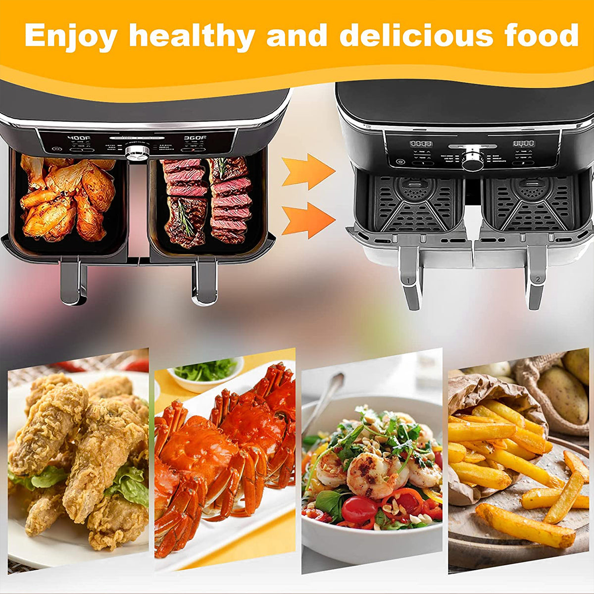 2 peças de forros de silicone para fritadeira de ar, 7,5 polegadas, acessórios para fritadeira de ar quente, molde para assar, bandeja quadrada antiaderente reutilizável