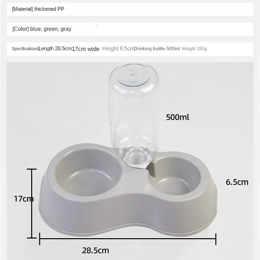 Tigela para gatos, tigela dupla para animais de estimação, tudo em um, para comer e beber água, antiderrapante, com refil automático de água