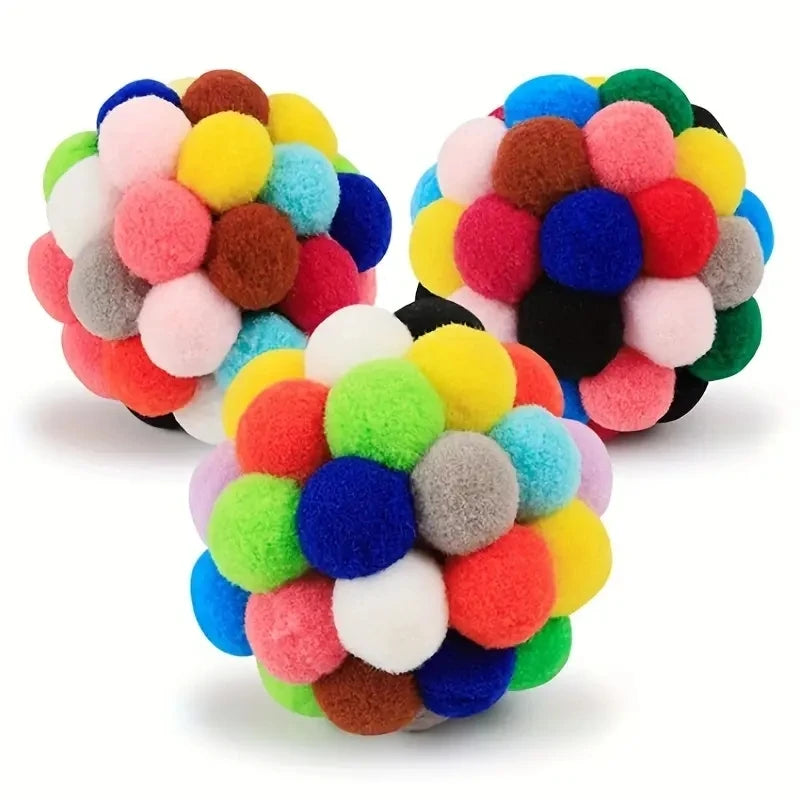 1/3 peças brinquedos para gatos bola de pelúcia para gatos brinquedo para animais de estimação bola elástica de sino bola auto-oi bola brincando bola de lã colorida para gatos