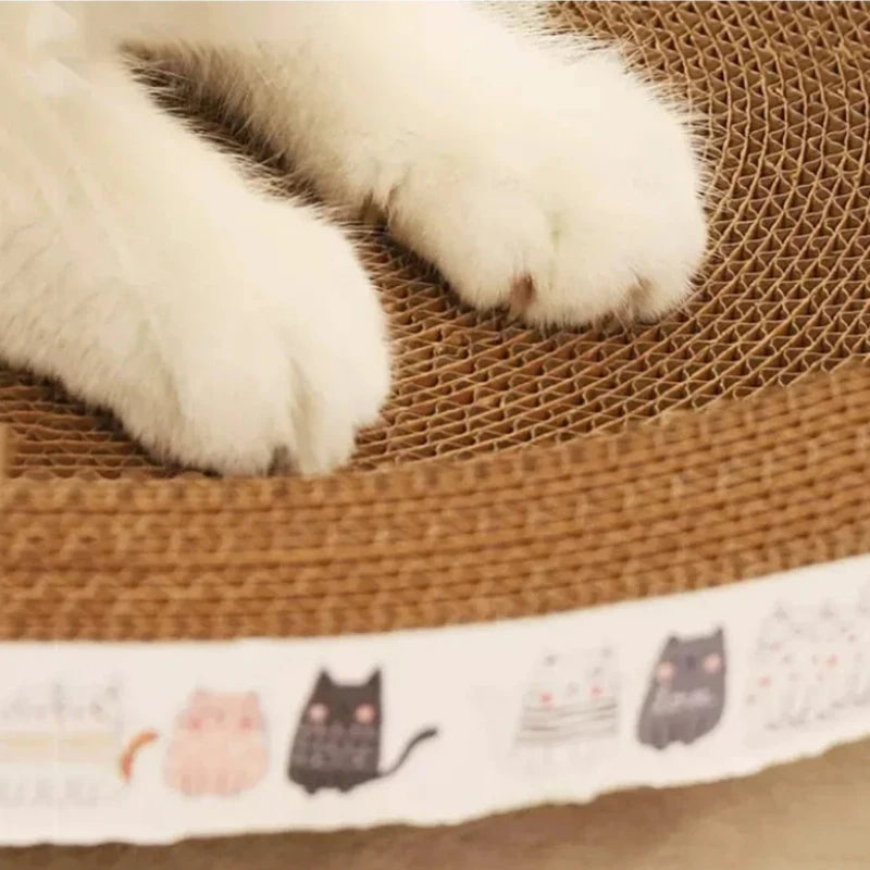 Arranhador de gato ondulado de papelão oval para gatos, tigela, ninho para cama interna, garra de trituração, placa de arranhar para gatos redonda
