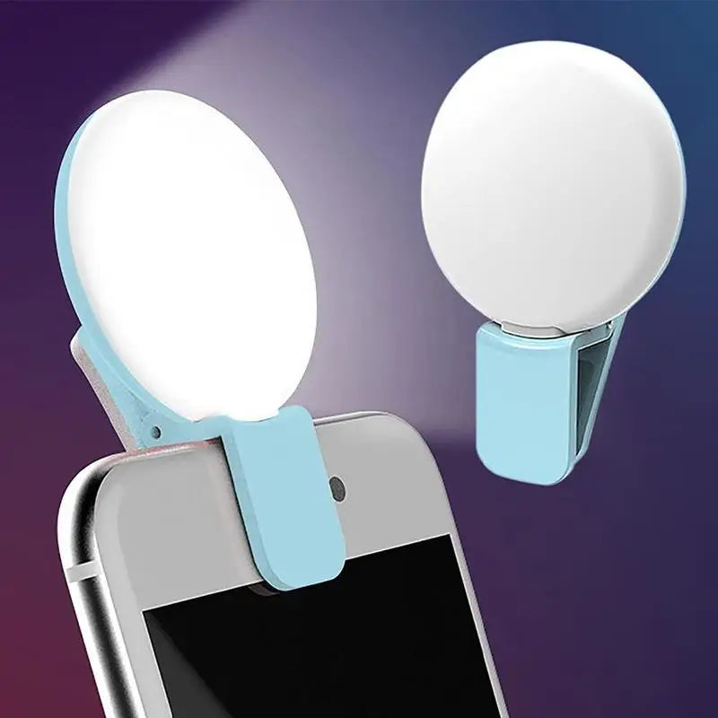Luz de preenchimento universal para selfies em celulares, lâmpada LED portátil para vídeos ao vivo, acessórios para smartphones e iPhone, luz com clipe de carregamento USB