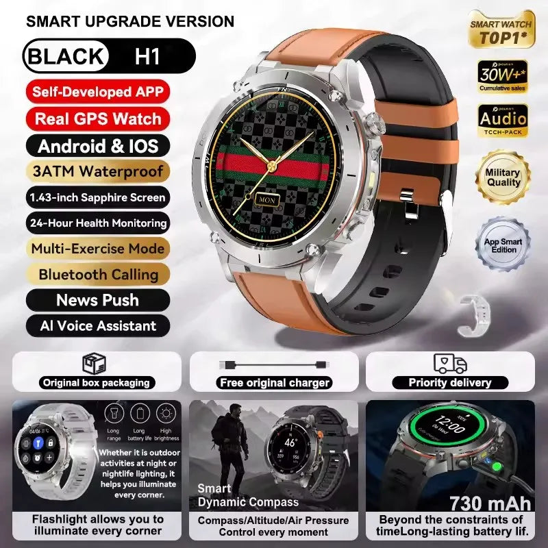 Novo relógio inteligente Xiaomi IOS Ultra GPS 2025, à prova d'água, 10ATM, com bússola GNSS de banda dupla integrada, esportivo militar, masculino, pulseira de natação