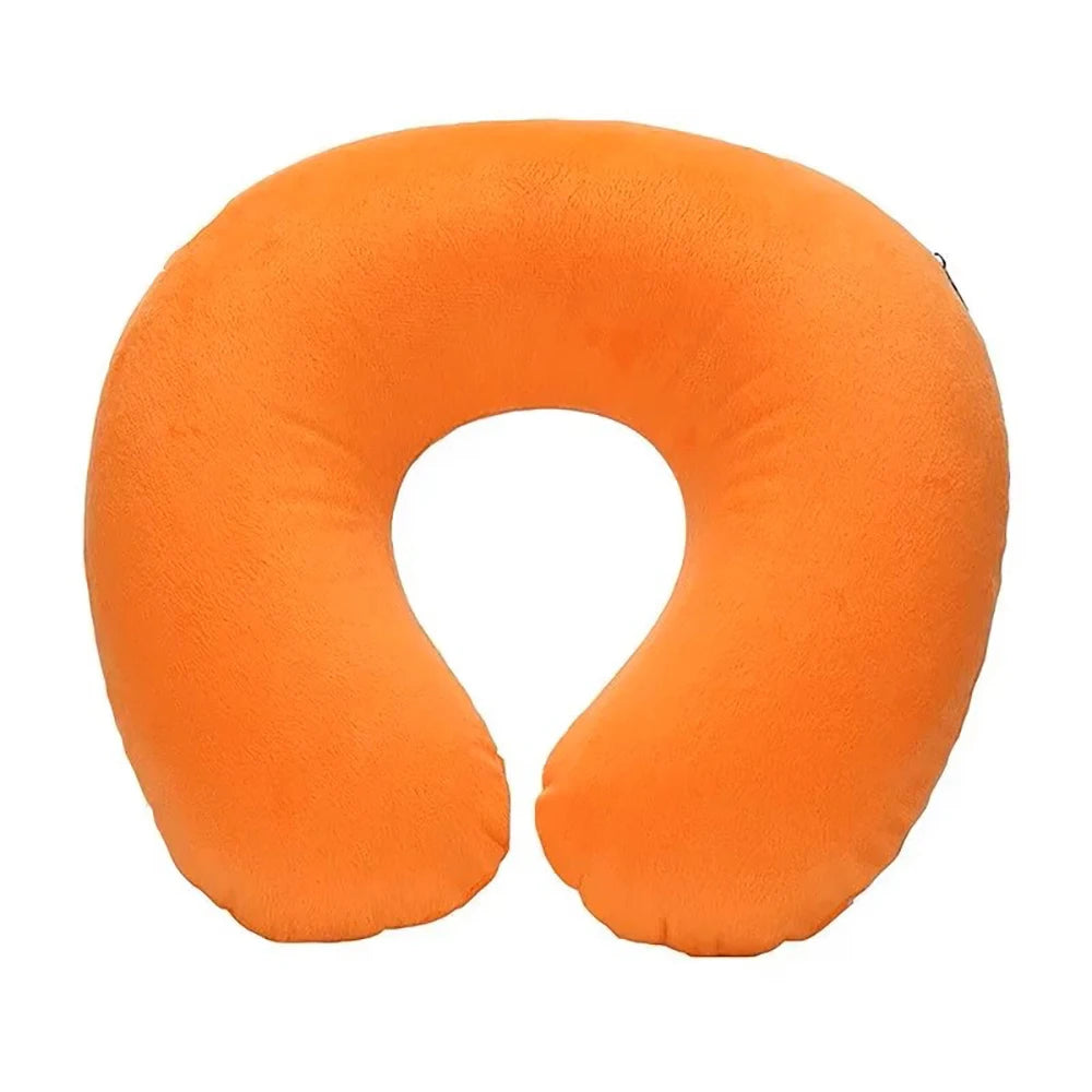 Travesseiro de viagem em formato de U, portátil, preguiçoso, inflável, suporte cervical, curto, pelúcia, itens essenciais para dormir no escritório