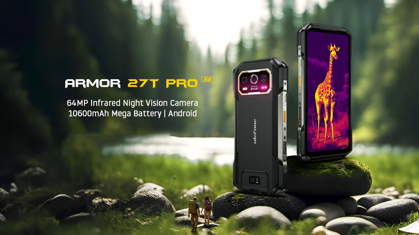 Ulefone Armor 27T Pro 5G, telefone robusto, 10600mAh, Android 14, smartphone com câmera noturna de 50MP+64MP, 6,78" 120Hz, 24GB+256GB NFC