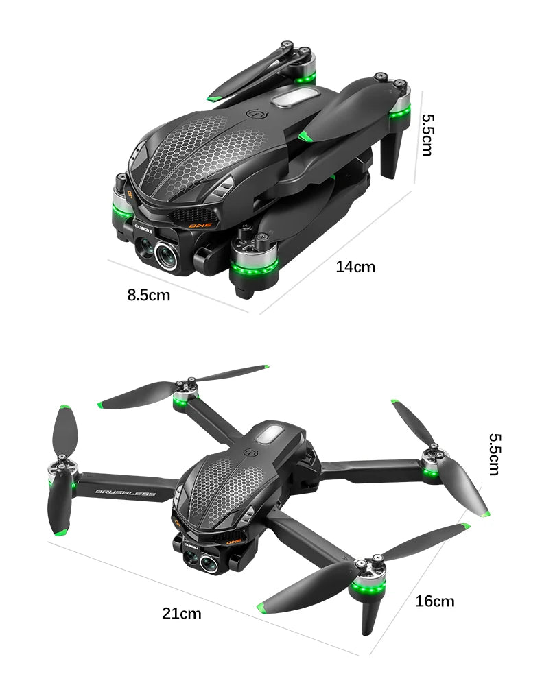 Drone S168 RC 2025 com tela de 2,4 polegadas, motor sem escova, câmeras duplas 8K HD, posicionamento de fluxo óptico, aeronave de brinquedo com prevenção inteligente