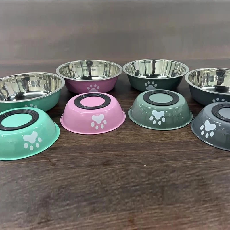 Tigela para cachorro nova tigela para animais de estimação grande capacidade tigela de comida para cachorro aço inoxidável anti-capotamento tigela para cachorro doméstico suprimentos para animais de estimação