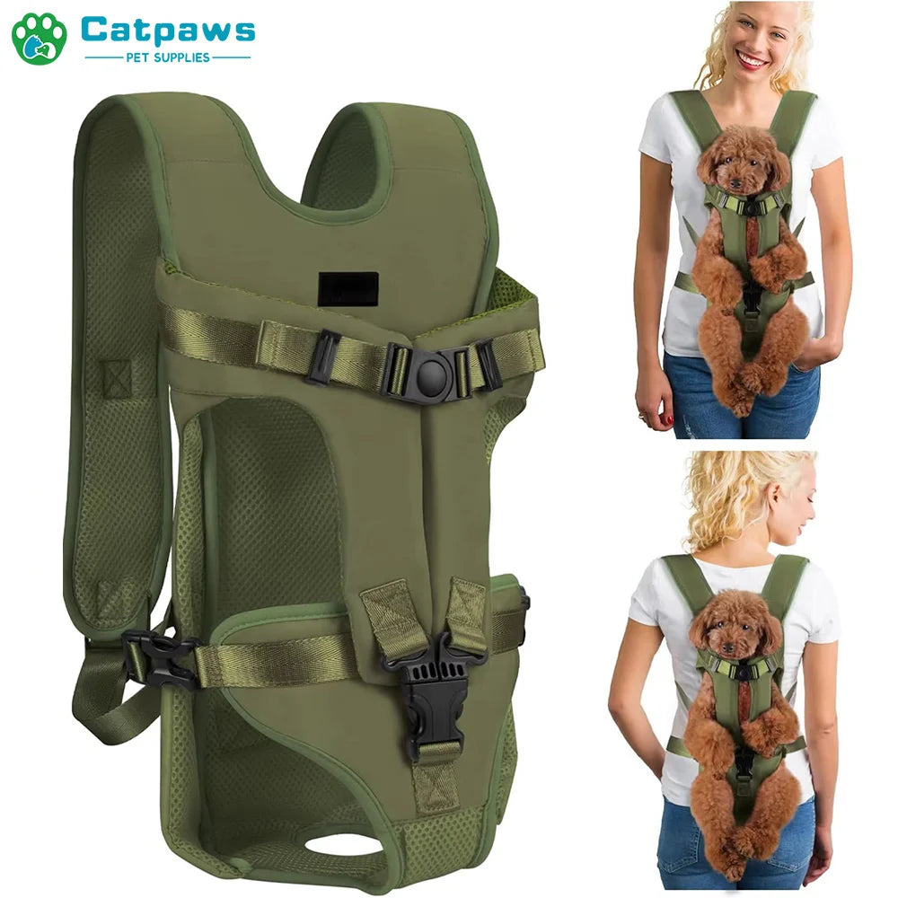 Mochilas de transporte frontal para animais de estimação, mochilas ajustáveis ​​com mãos livres para cães de pequeno e médio porte, respiráveis ​​e para gatos, bolsas de transporte para viagens ao ar livre